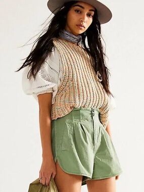 Free People Light Green High-Waist Shorts